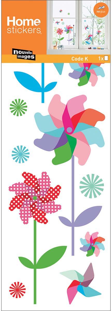 Stickers fenêtre en polypropylène moulins à vent colorés