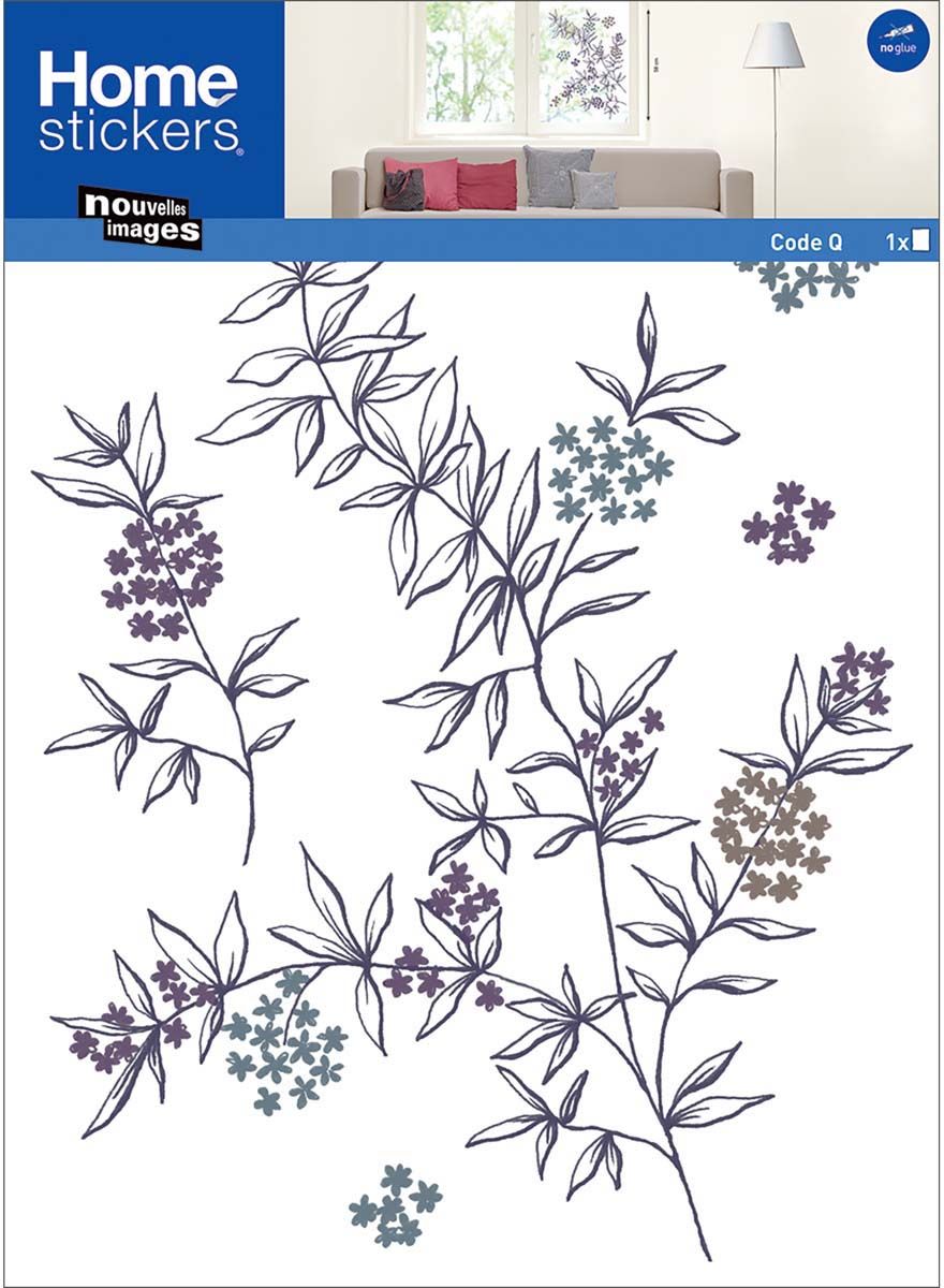 Sticker fenêtre en polypropylène fleurs de sureau teintes violettes