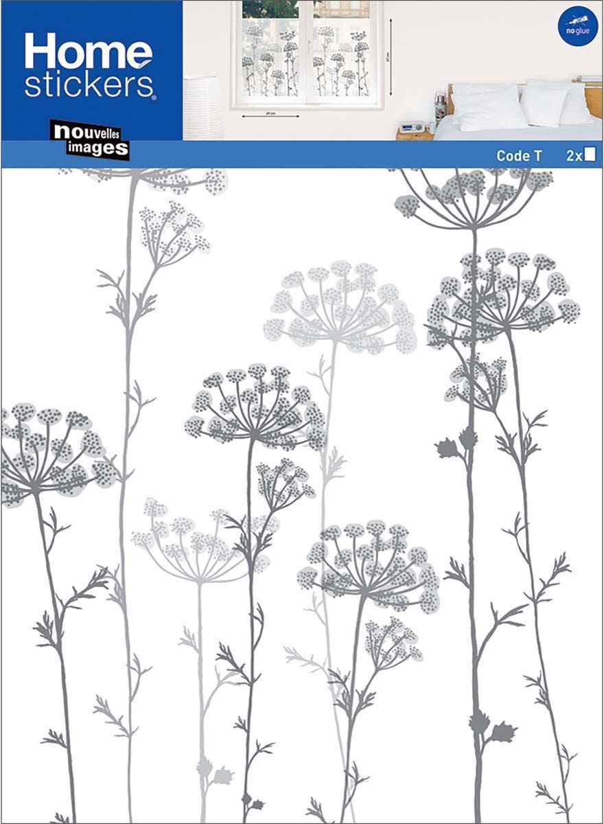 Sticker fenêtre en polypropylène fleurs ombelles sauvages