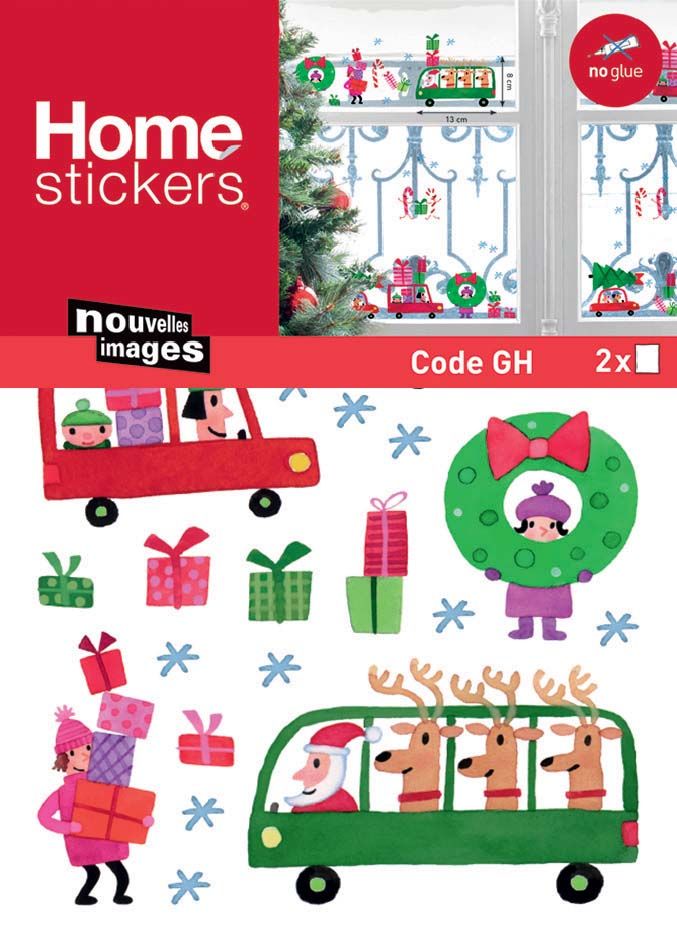 Sticker fenêtre voitures et cadeaux de Noël 24 x 3 x 36 cm