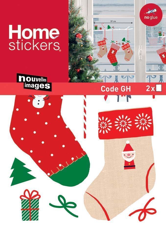 Sticker fenêtre chaussettes de Noël 24 x 3 x 36 cm