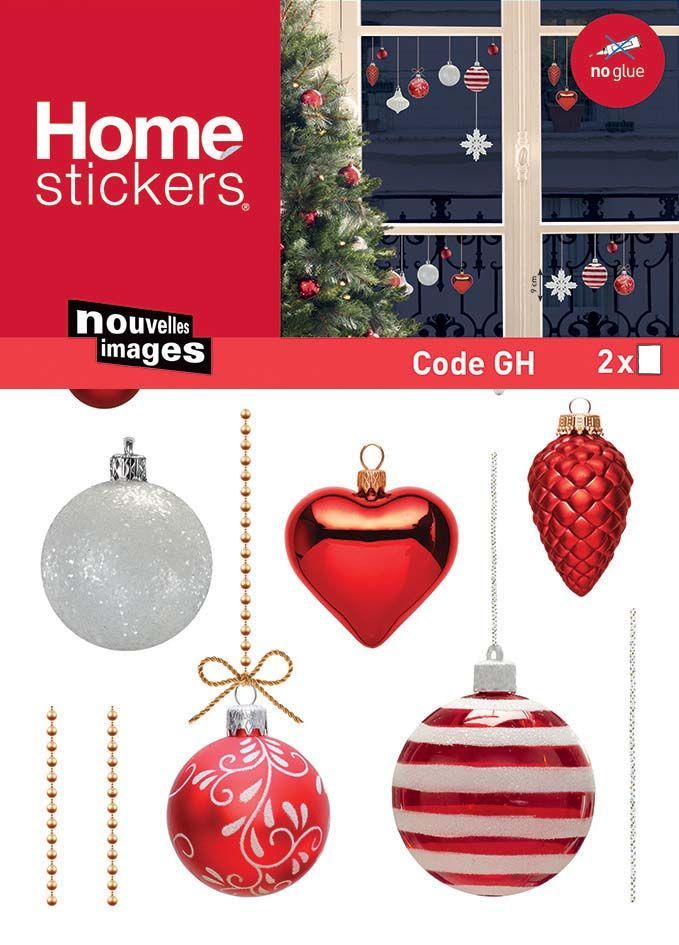 Sticker fenêtre boules de Noël 24 x 3 x 36 cm