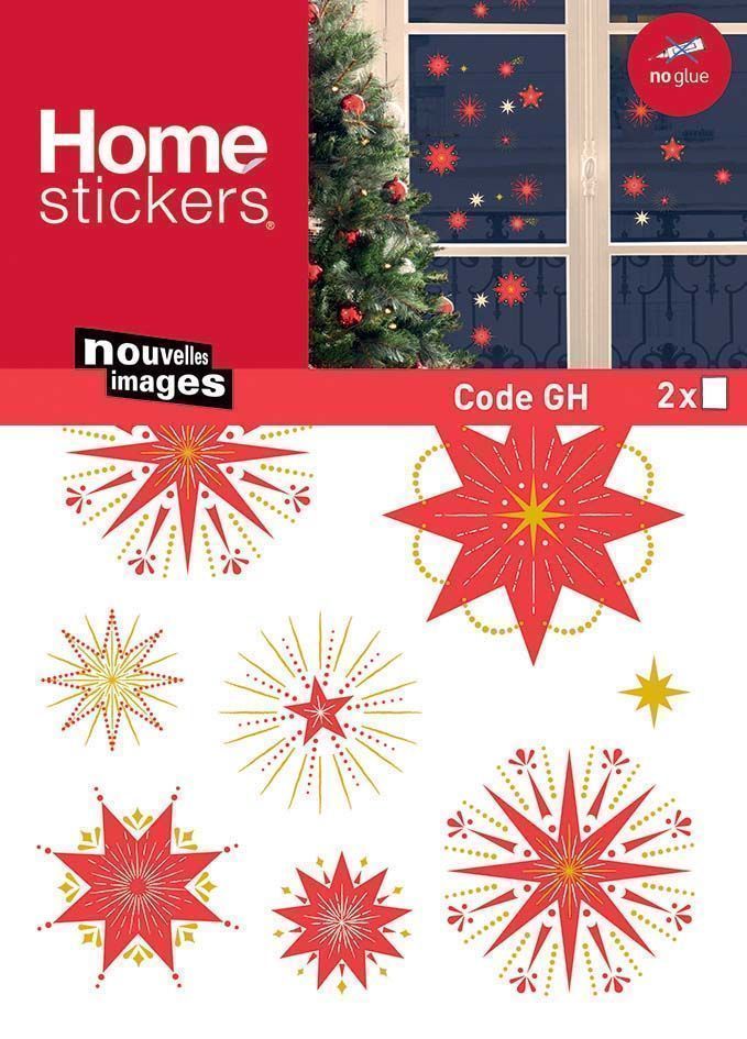 Sticker fenêtre étoiles scintillantes Noël 24 x 3 x 36 cm
