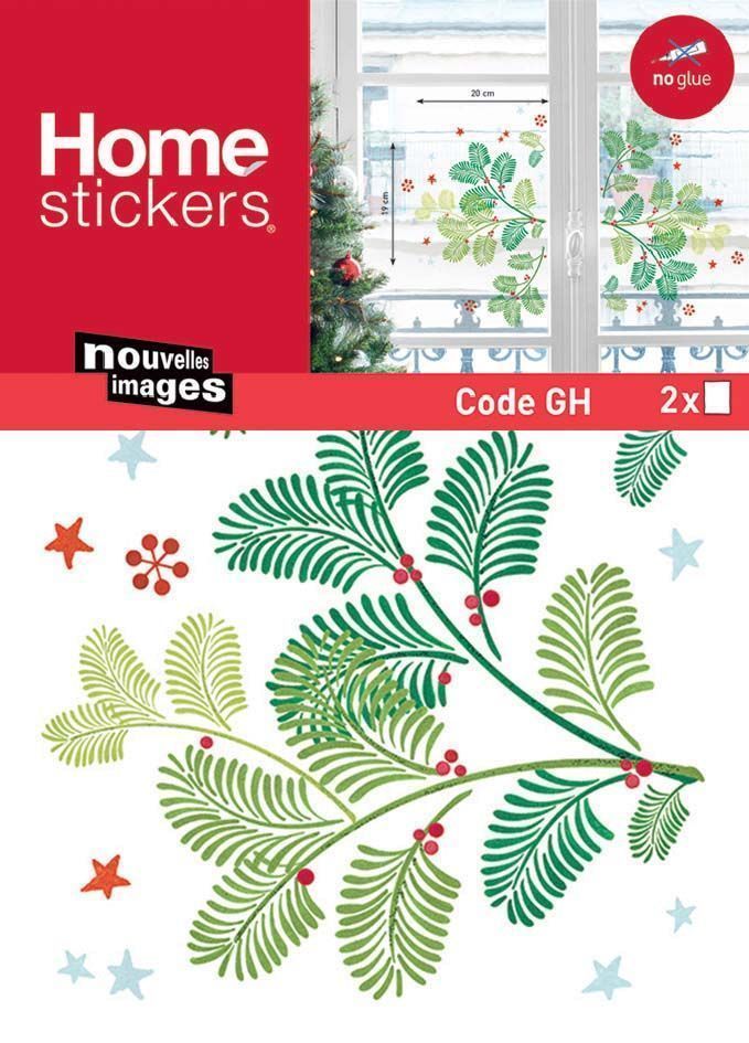 Sticker fenêtre branches de Noël vertes 24 x 3 x 36 cm