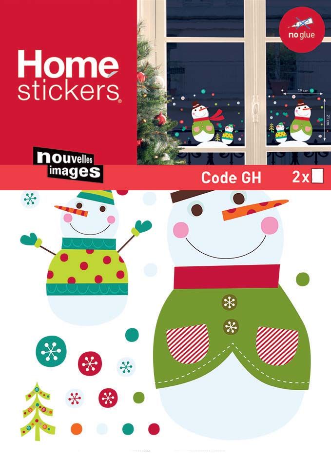 Sticker fenêtre de Noël bonhommes de neige 24 x 3 x 36 cm