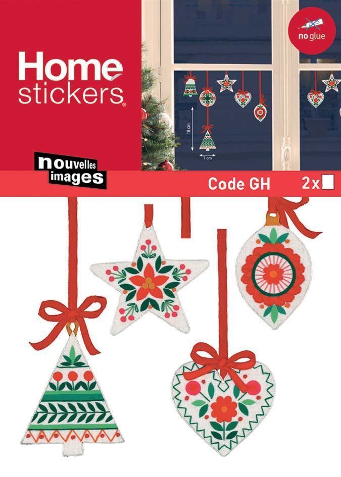 Sticker fenêtre sapins - coeurs et étoiles en décoration de sapin 24 x 3 x 36 cm