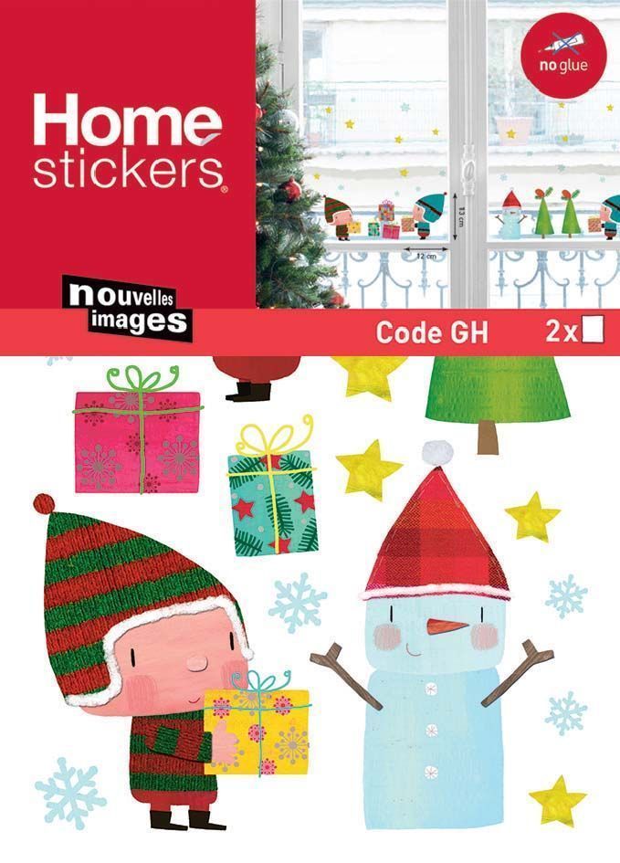 Sticker fenêtre ouvriers du père Noël 24 x 3 x 36 cm