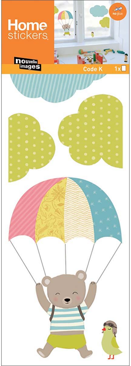 Sticker fenêtre pour enfants saut en parachute de petit ours