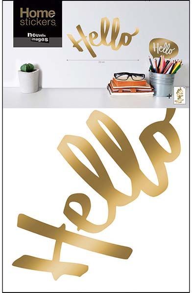 Sticker mural Hello doré