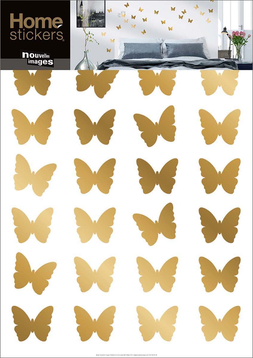 Sticker mural papillon gold