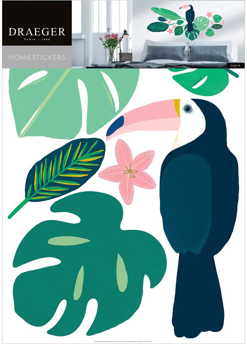 Sticker mural jungle toucan 50x70 cm