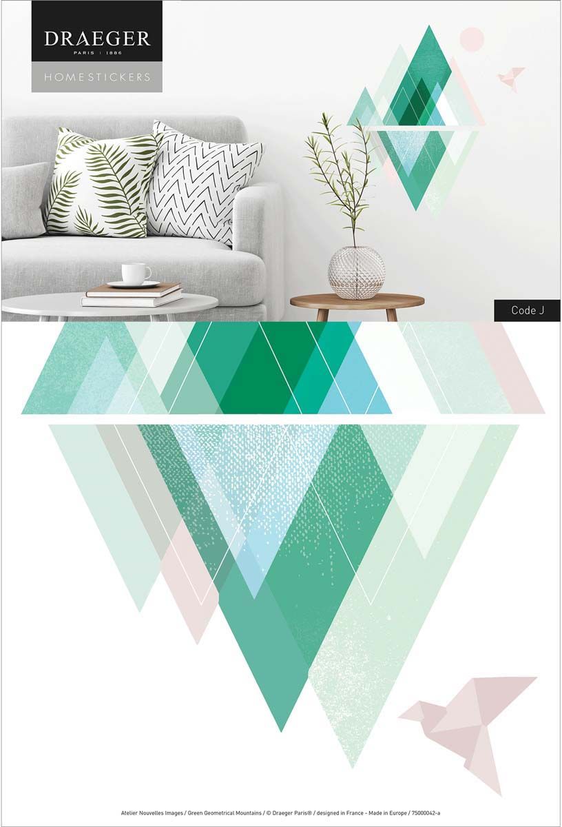 Sticker mural style scandinave montagnes 26x36 cm