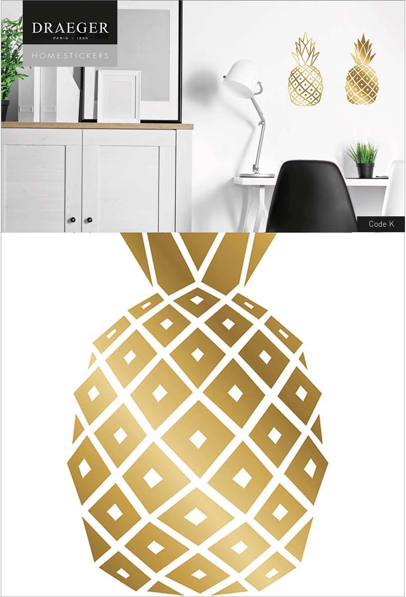 Sticker mural ananas doré 26x36 cm