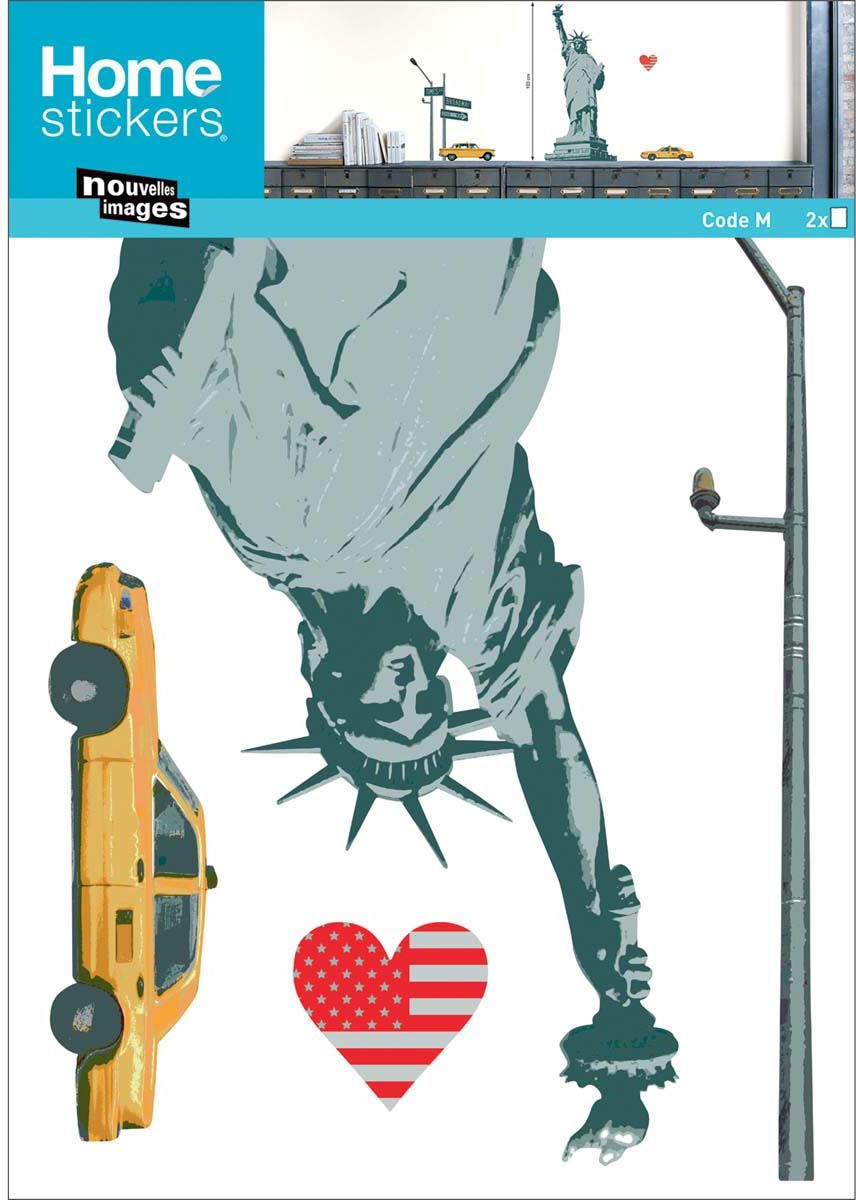 Sticker mural New York - Statue de la Liberté et Times Square