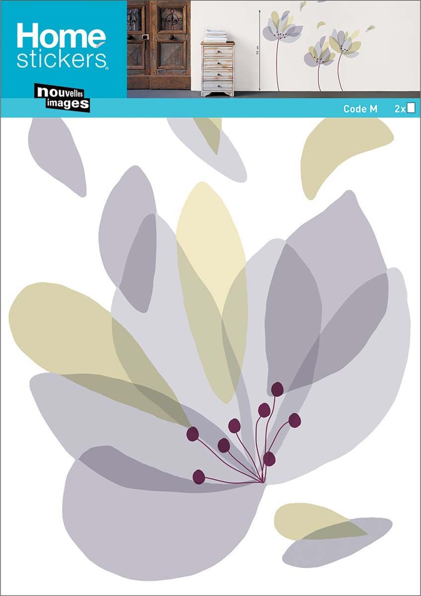 Sticker mural fleurs aux pétales gris