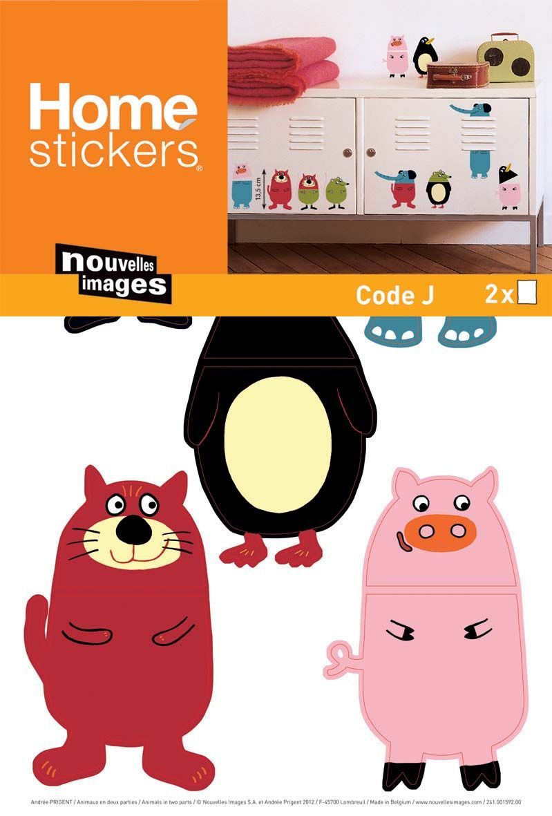 Sticker mural animaux en deux parties