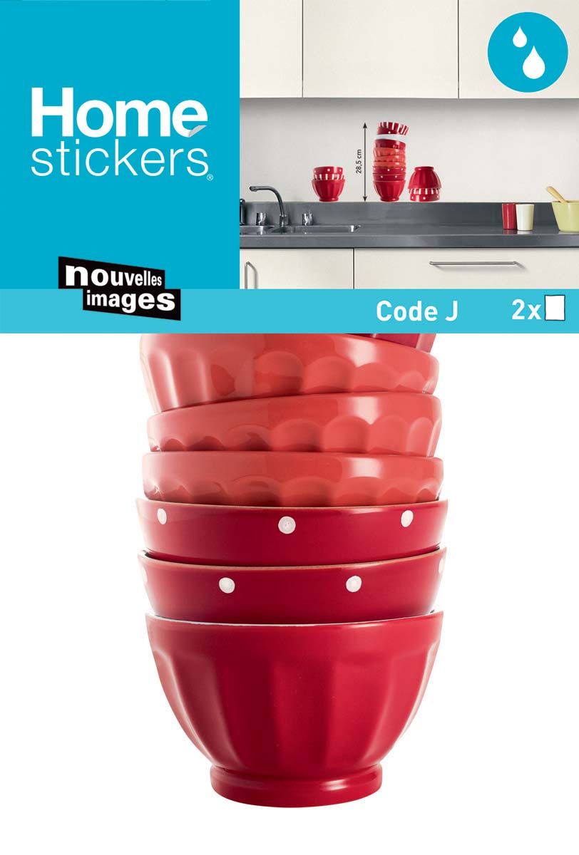 Sticker mural piles de bols rouges