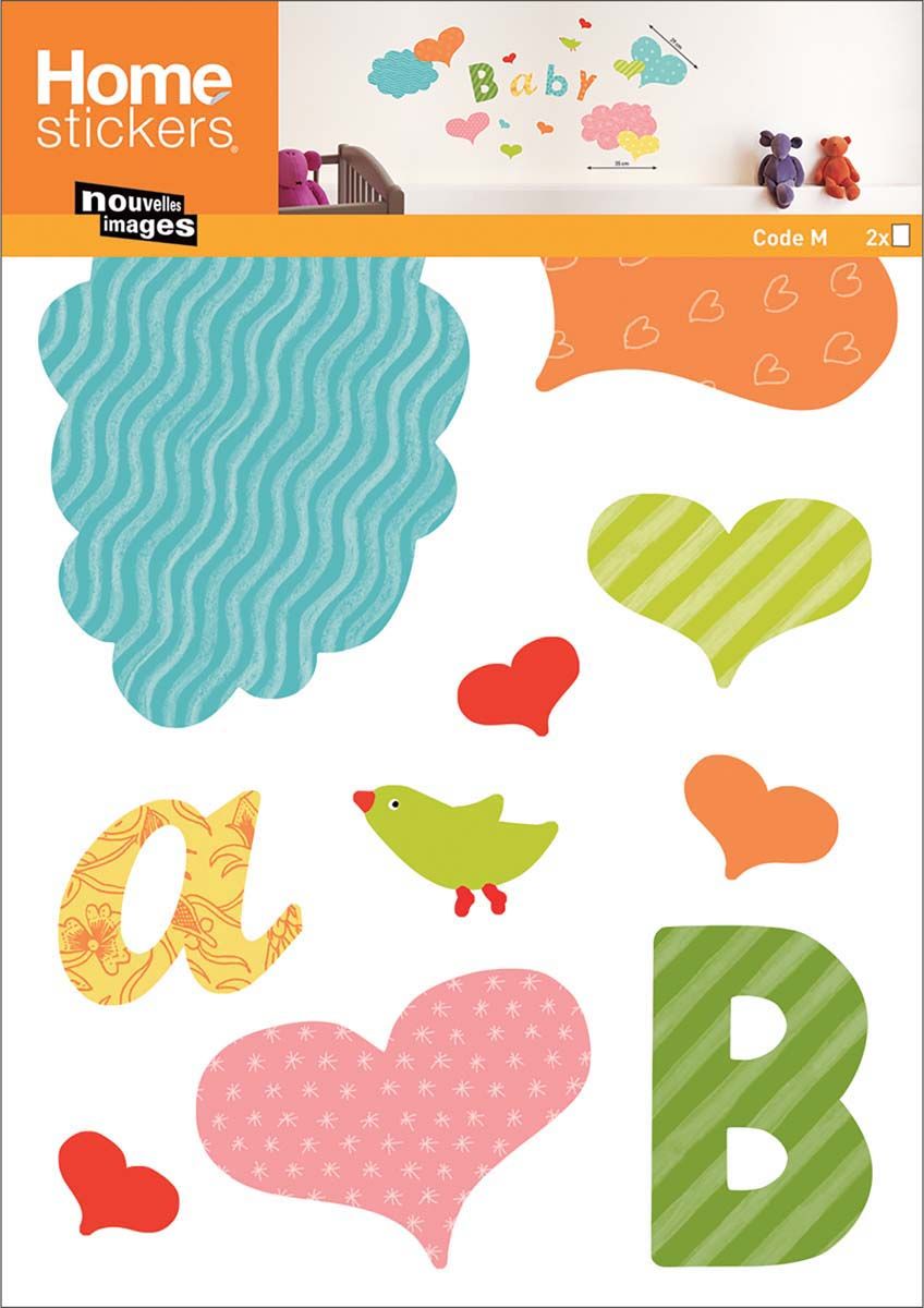 Sticker mural étoiles - fleurs - rayures et coeurs