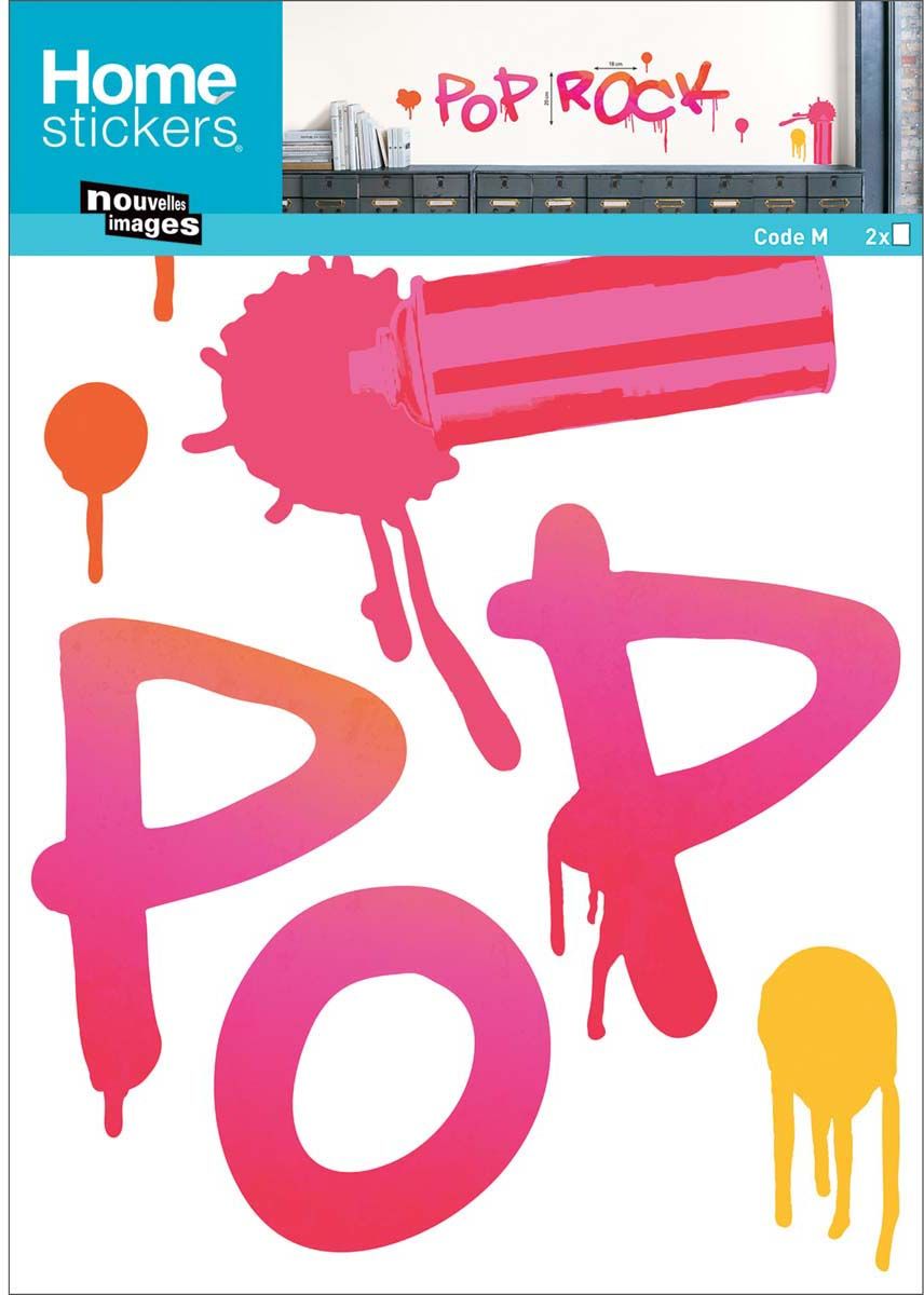 Sticker mural en écriture graffiti rose Pop Rock