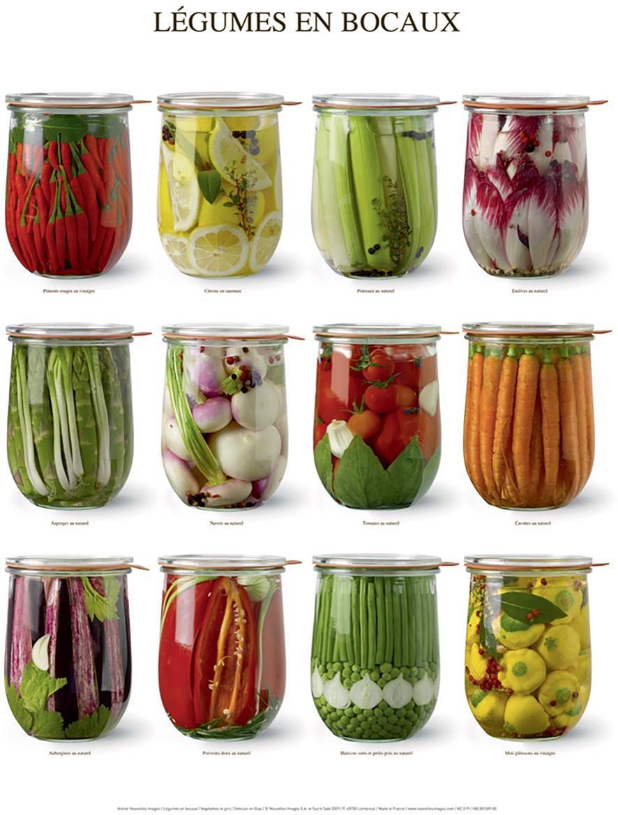 Affiche Légumes en bocaux 40x50 cm