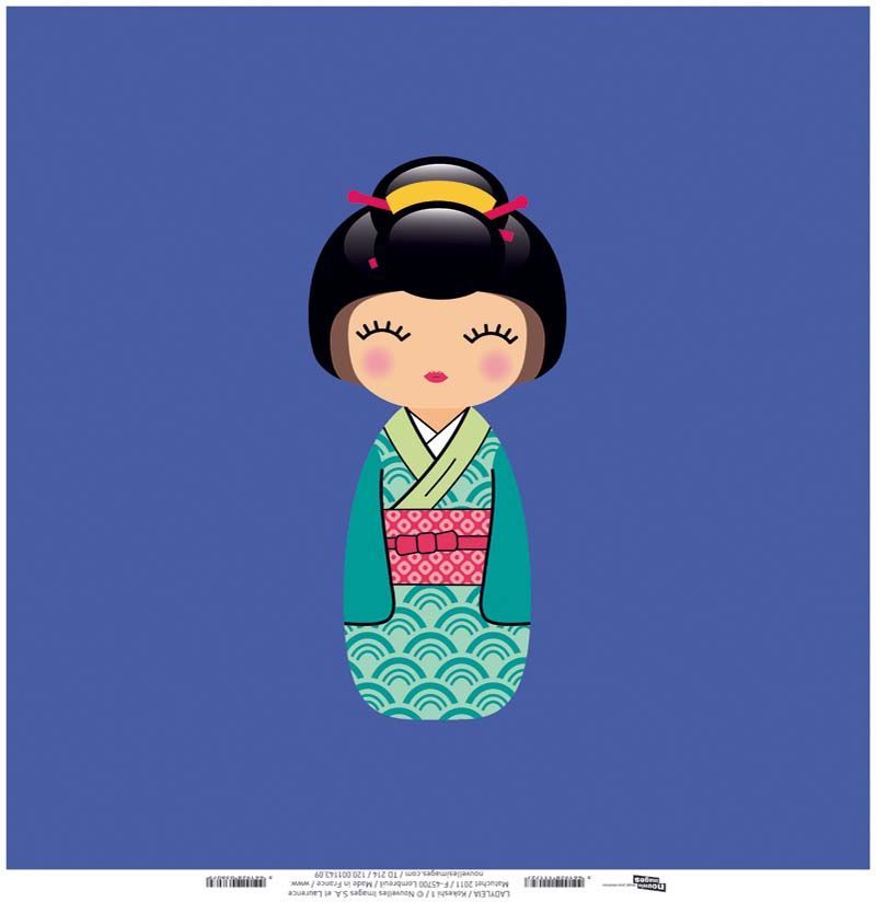 Toile imprimée Kokeshi 1 Ladyleia 30x30 cm