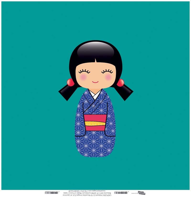 Toile imprimée Kokeshi 2 Ladyleia 30x30 cm