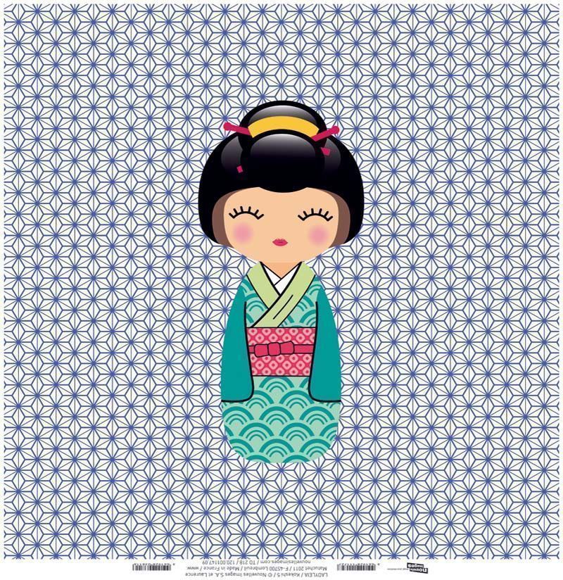 Toile imprimée Kokeshi 5 Ladyleia 30x30 cm