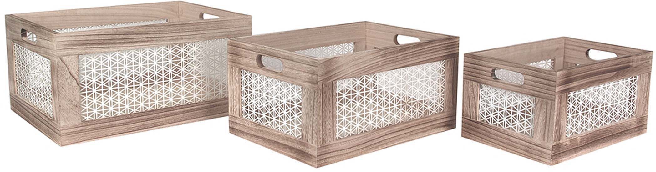 Caisse de rangement en bois Ethnical life (Lot de 3)
