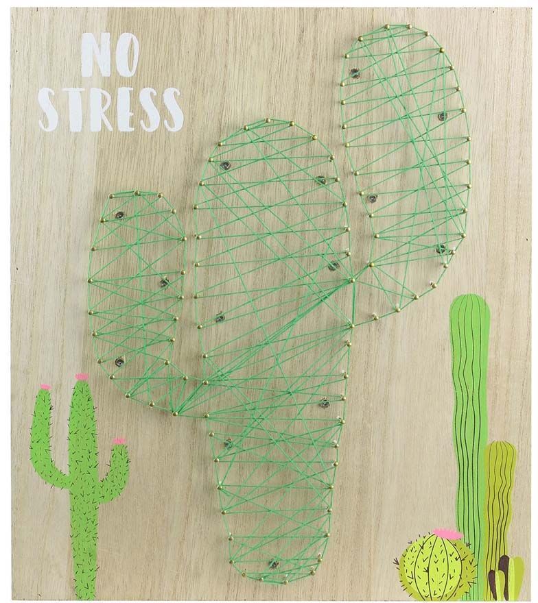 Cactus lumineux sur chassis en bois no stress 35 cm