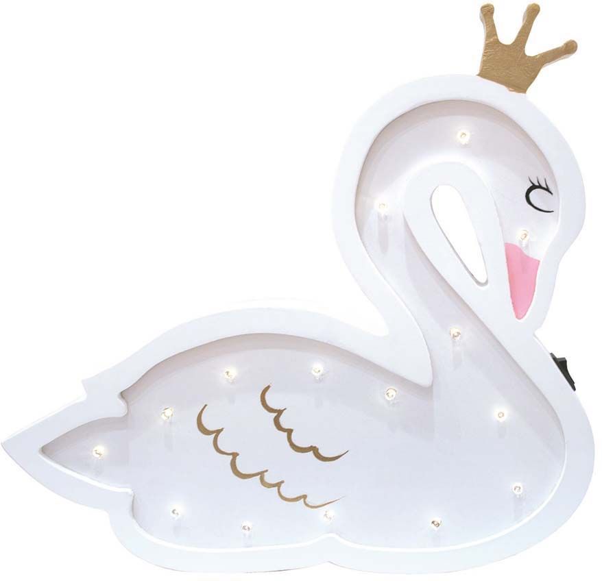 Cygne lumineux en bois 31 cm