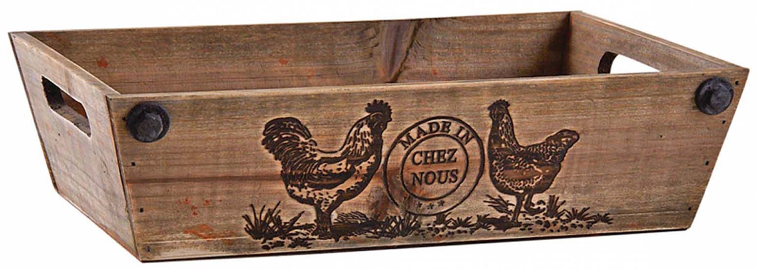 Manne en bois teinté Made in chez nous 32 cm