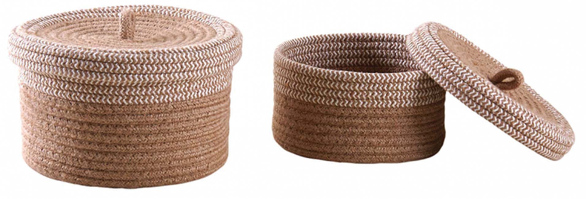 Boite en jute naturelle et blanche (Lot de 2)