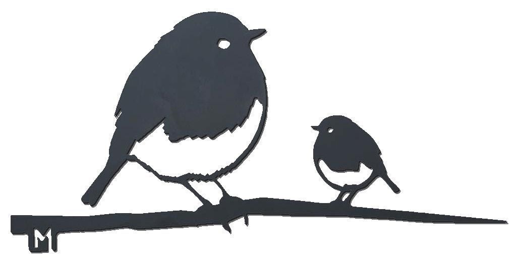 Oiseaux sur pique couple de rouge-gorge en acier corten