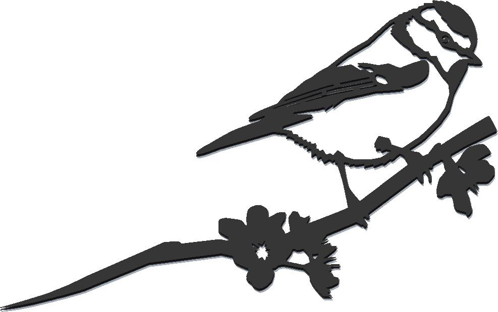 Oiseau sur pique mésange bleue en acier corten