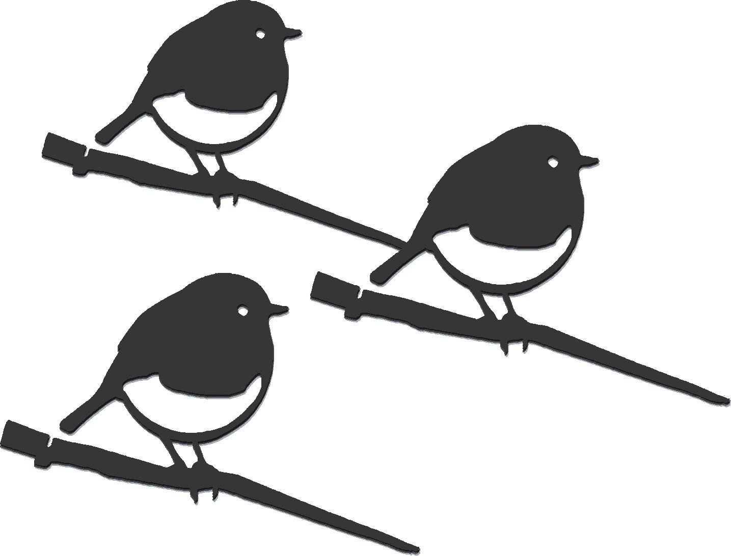 Oiseaux à planter mini rouge -gorge en acier corten (Lot de 3)