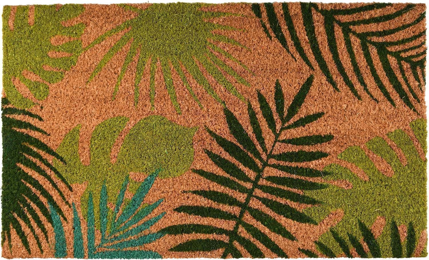 Paillasson coco feuilles tropicales