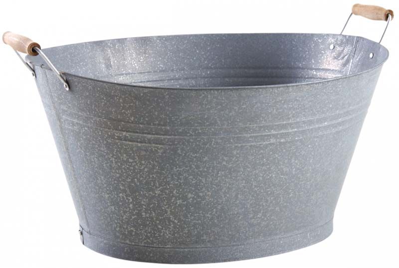 Jardinière bassine en zinc givré
