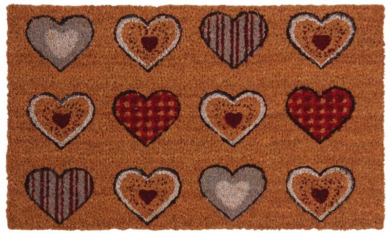 Paillasson en fibres de coco 12 coeurs colorés