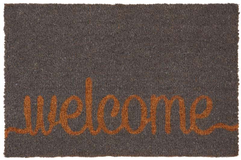 Paillasson en fibres de coco noir Welcome