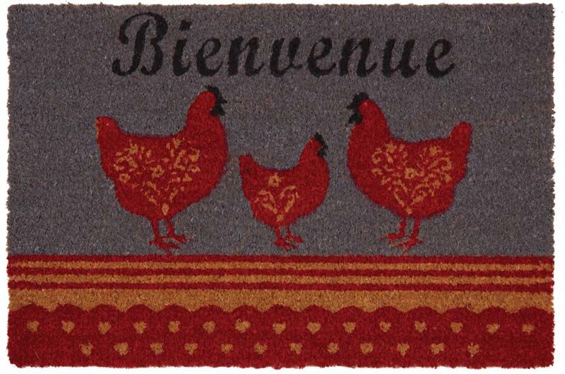 Paillasson en fibres de coco 3 poules