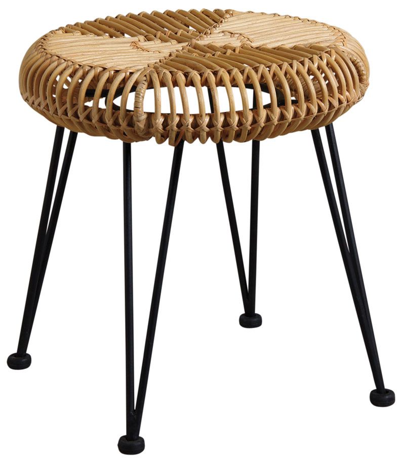 Tabouret soleil en rotin naturel