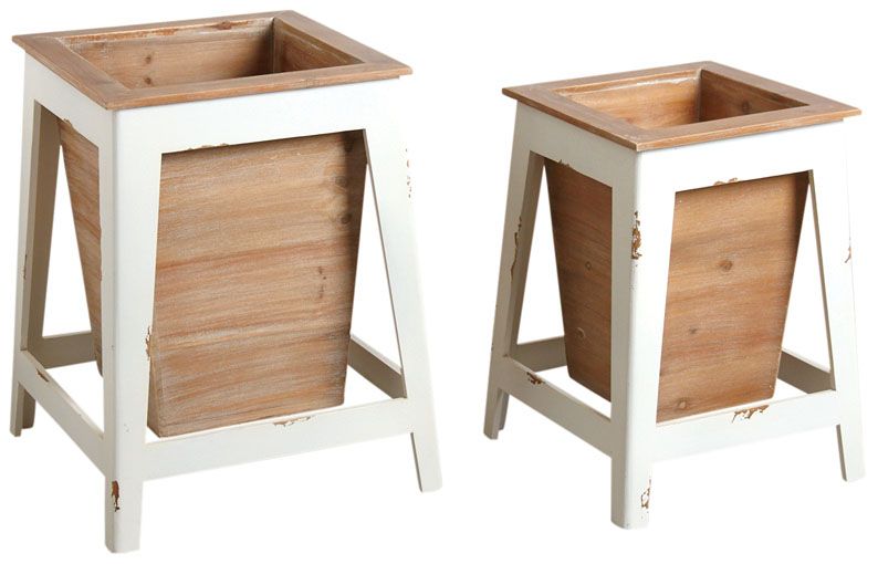 Cache-pots en bois blanc Baki (Lot de 2)