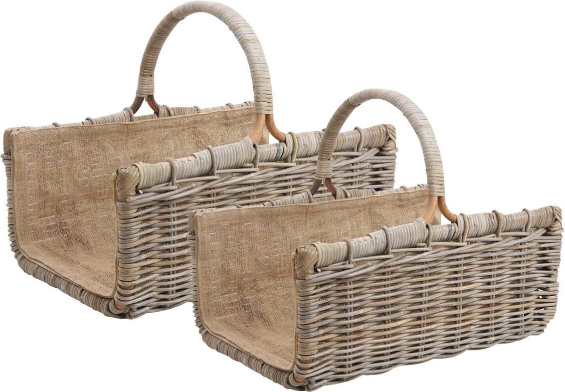 Paniers à buches doublure jute (Lot de 2)