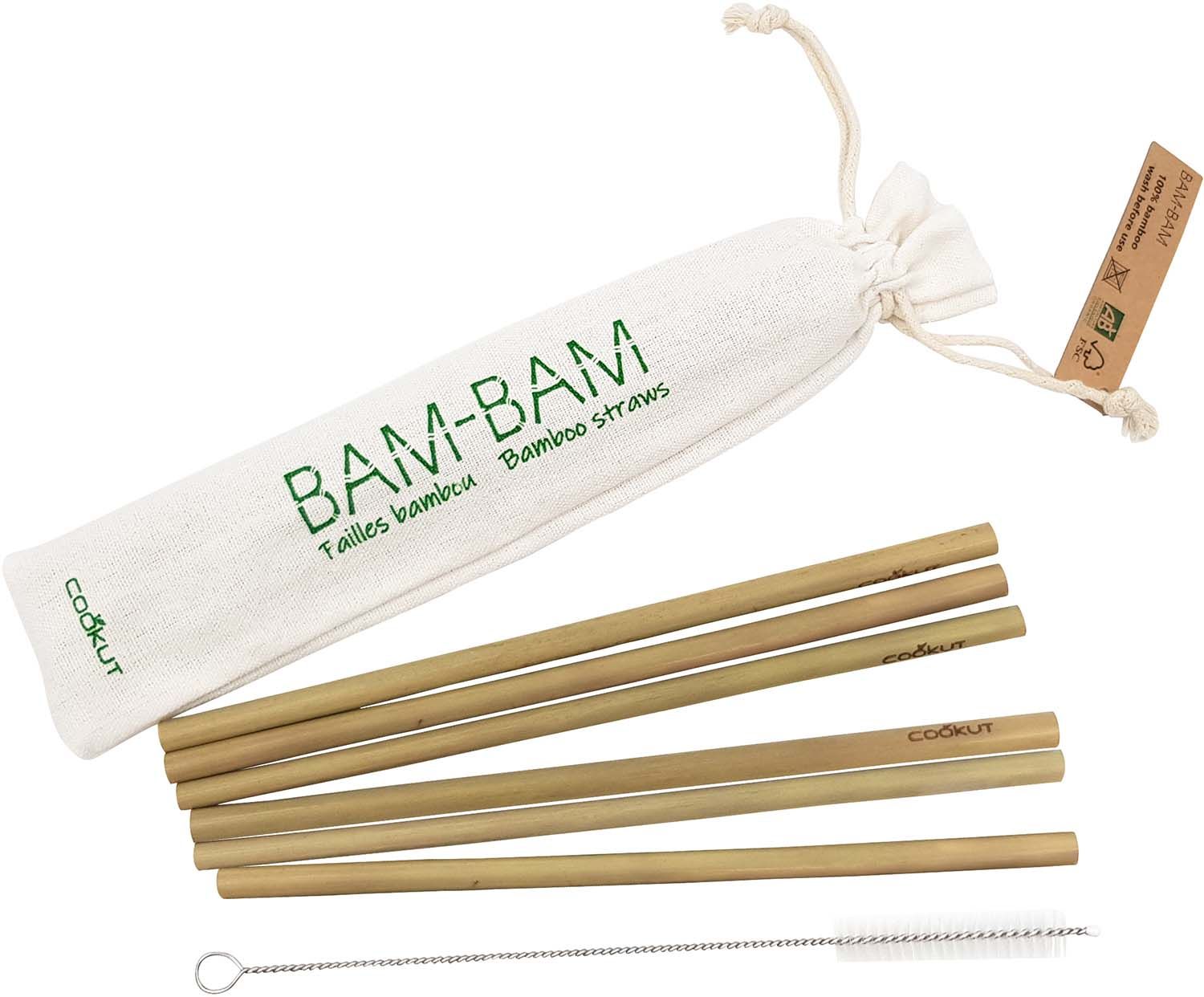 6 pailles réutilisables en bambou Bam Bam