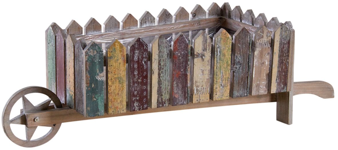 Jardinière brouette bois recyclé