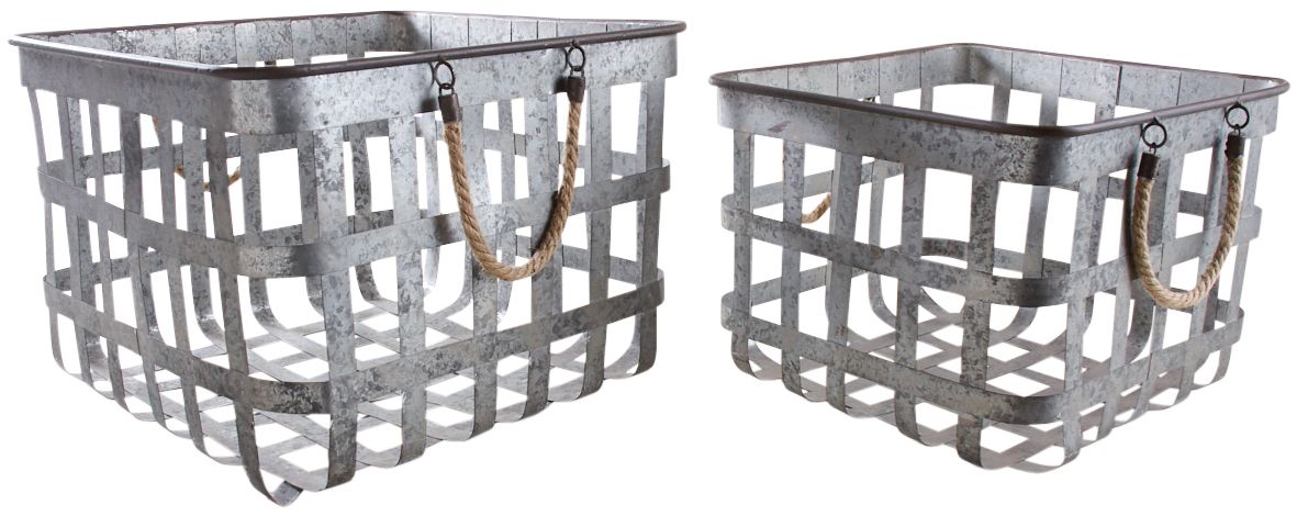 Corbeilles carrées en métal (Lot de 2)