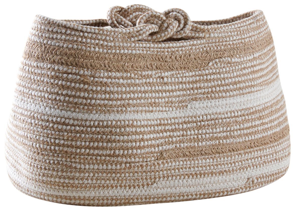 Corbeille de rangement coton beige et blanc