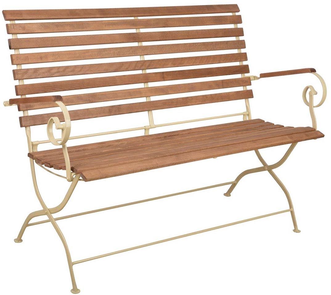 Banc pliable en bois et métal Crème