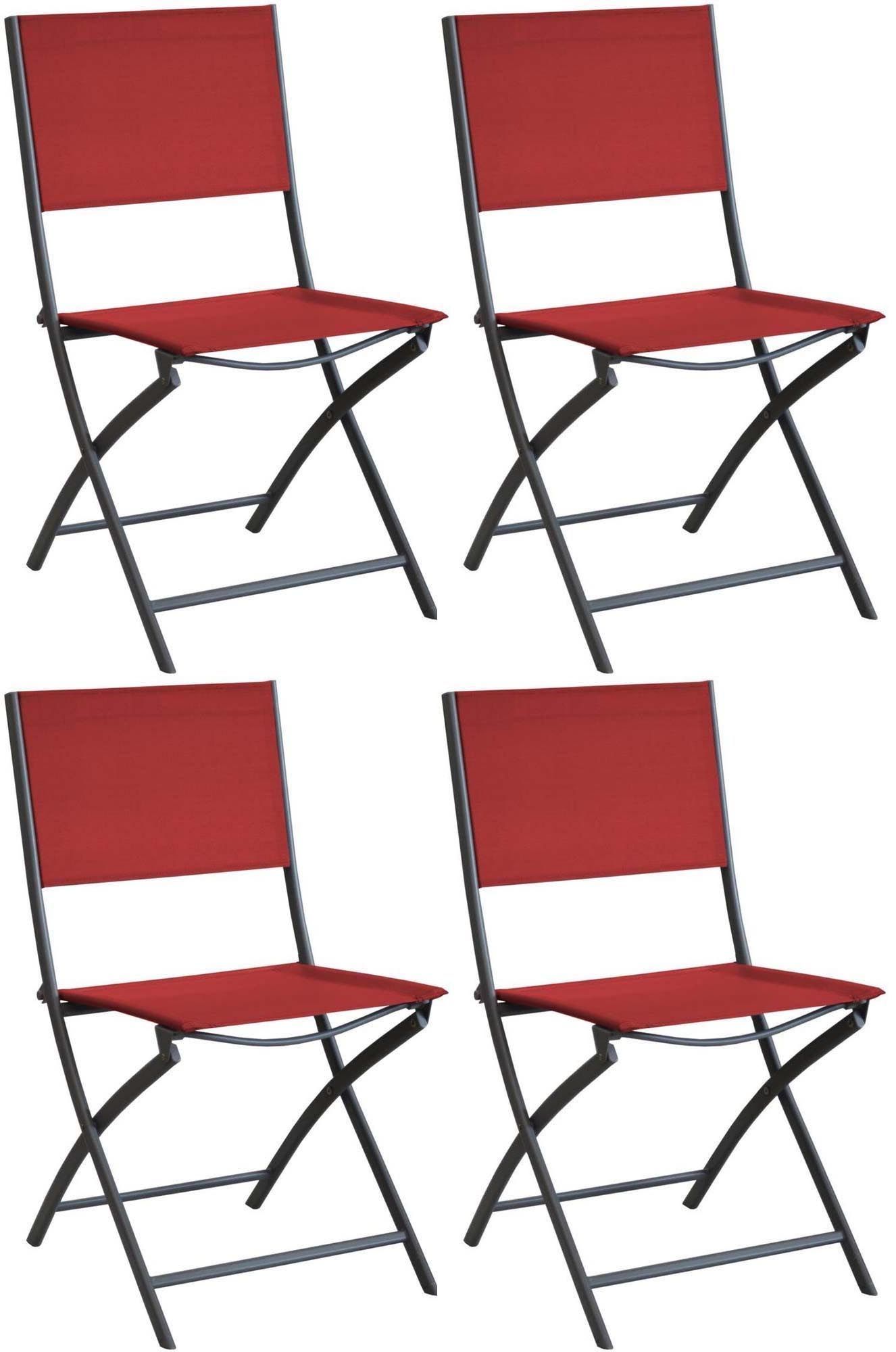 Chaise pliante en acier et toile Dream (Lot de 4)