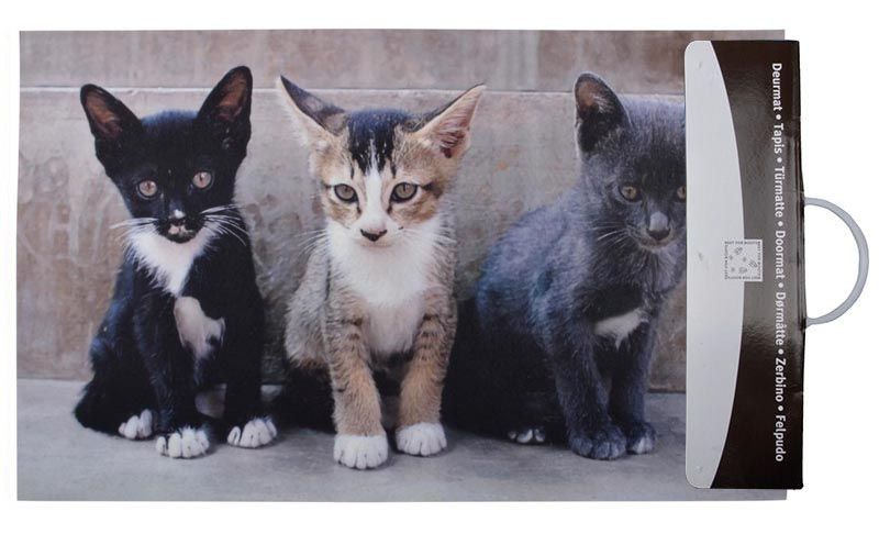 Tapis en caoutchouc recyclé motif animal Chatons